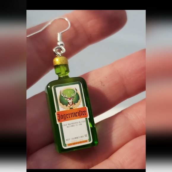 Jagermeister miniature drop earrings Funny gag gift Happy hour - Picture 2 of 4